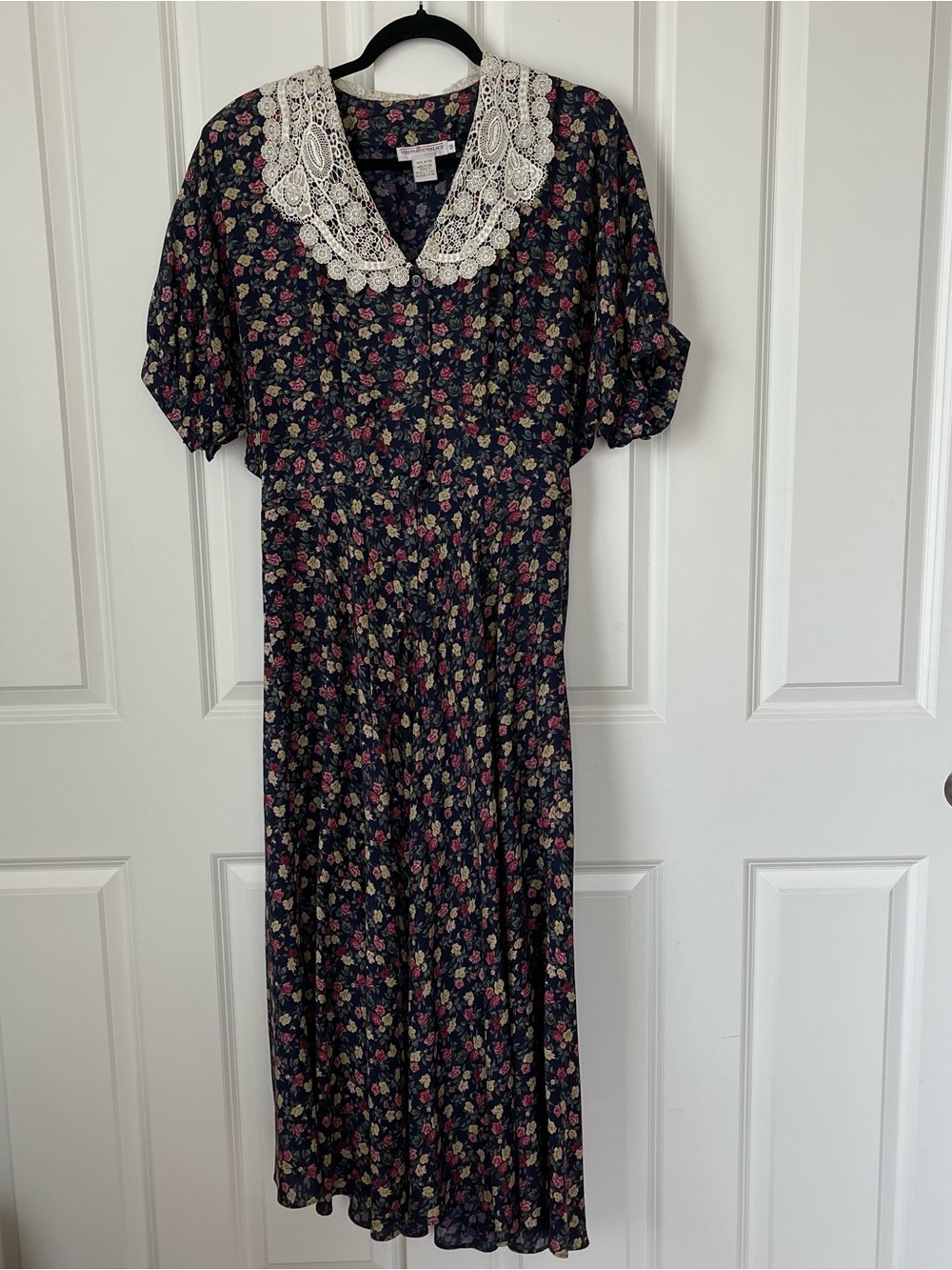 VTG Westminster Lace Floral Cottagecore Prairie Dress Lace Collar Sz 12 Granny - Picture 2 of 13
